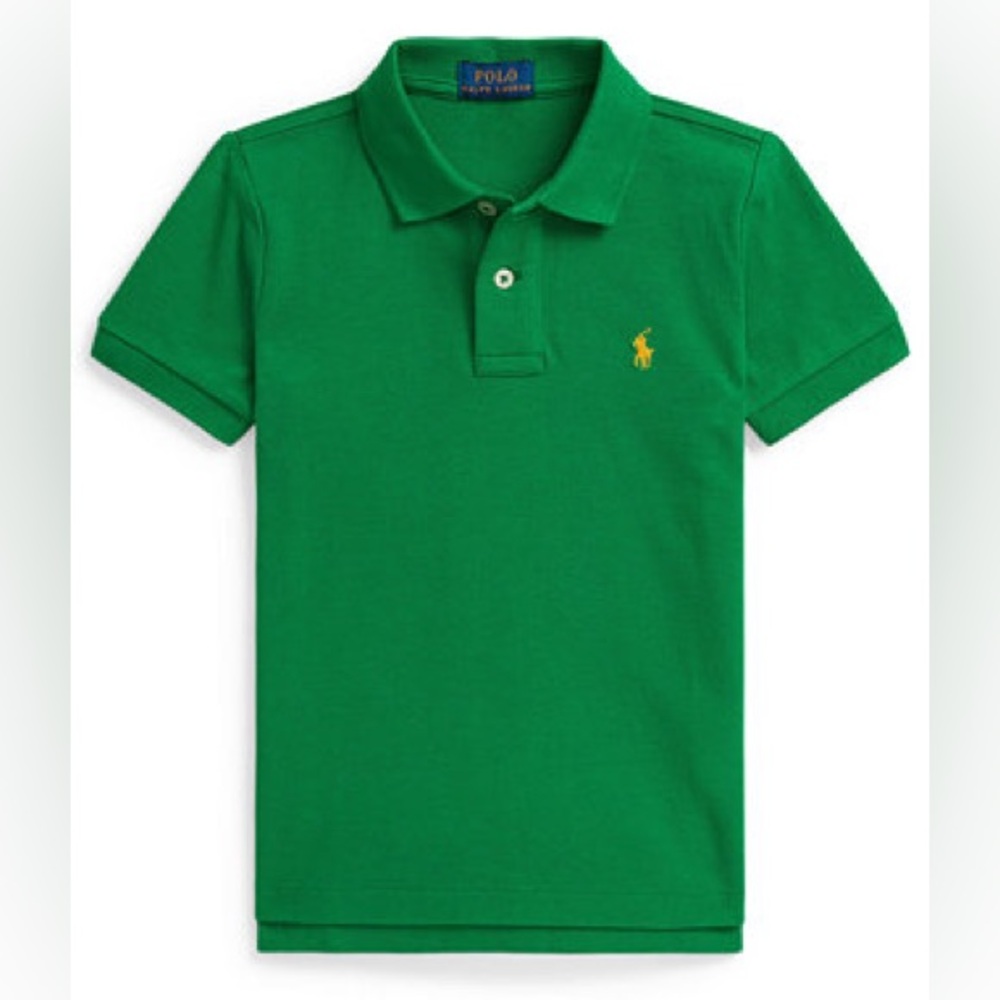 POLO RL ICONIC MESH POLO SHIRT - GREEN SIZE 7 (NEW WITH TAGS) A12
